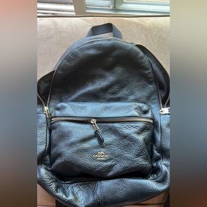 Black Coach Leather Backpack